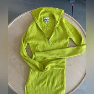 Ganni Neon Green-Yellow Sweater, XXS